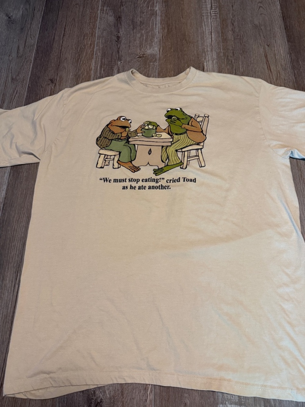 Frog and Toad Cream T-Shirt with Frog Cartoon and Humorous Quote